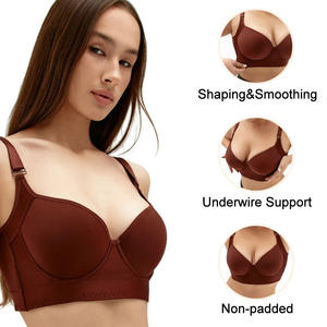 Soutien-gorge <span class=keywords><strong>push</strong></span>-<span class=keywords><strong>up</strong></span> à maintien élevé pour femmes grandes tailles, personnalisable en gros, tailles B C D E F, grande taille de bonnet, fermeture au dos, couverture complète pour femmes - Product Image 2