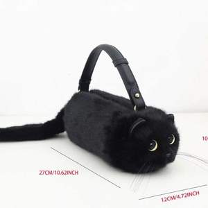 Porte-monnaie en peluche personnalisé de haute qualité en forme de chat mignon, sans rembourrage, sac à main en polyester doux pour filles, tendance - Product Image 2