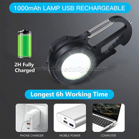 Mini Portabel Saku USB Senter Isi Ulang COB Lampu Kerja Darurat Luar Ruangan Led Berkemah Cahaya Gantungan Kunci Senter