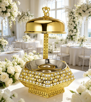 Neue Luxuriöse Edelstahl Goldene Diamant 8L Chafing Dishes Alkoholbeheizte Buffet-Speisenwärmer mit Hängedeckel und Langer Lebensdauer