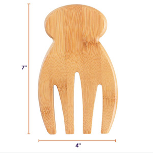 <b>Bamboo</b> Salad Claws 7x4 Inch Eco Friendly Salad Servers For Mixing Serving - Product Image 1