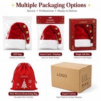 Chapeau de Père Noël personnalisé avec clochettes, chapeau de Noël en peluche douce pour les promotions de Noël, avec styles et couleurs variés et logo personnalisé