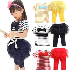 <strong>Wholesale</strong> Kids Girls T-shirts and Pantskirt <strong>Taobao</strong> Children Clothes Set - Product Image 2