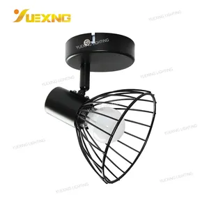 Vintage Style E14 Max 40W Black Iron Horn Shaped Round Hollow Restaurant Wall Spot Light