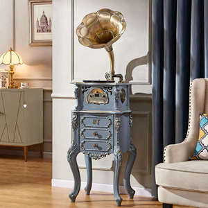 Mueble de Radio Tallado Ornamentado de Pie para el Hogar, con Tocadiscos de 3 Velocidades, Receptor BT Inalámbrico, Estilo Mueble Antiguo, Sistema de Audio - Product Image 6