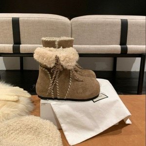 Stivali da neve in vera lana di vera pelle con nuovo Design 2026 scarpe invernali alla caviglia e punta in pile foderate - Product Image 4