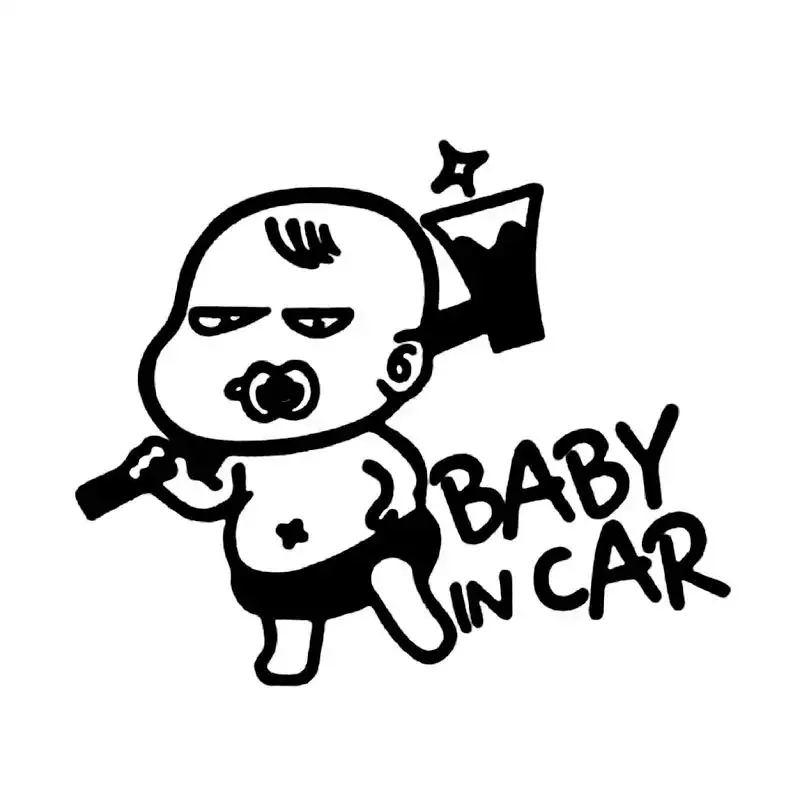 15.2*12.7cm voiture autocollant 3D intéressant dessin animé bébé en voiture réfléchissant Laser vinyle voiture décalcomanie avertissement drôle décalcomanie auto accessoires