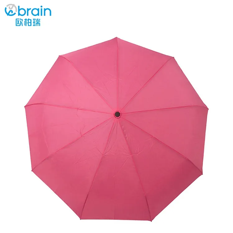 Portable Compact Windproof Umbrella Pink Umbrella Fully Auto Opening 3 Folding 3 Section Black Metal Shaft All-season for Adults