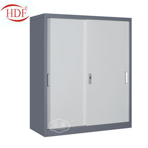 Meubles en métal demi-hauteur en métal 2 portes coulissantes vitrine d'angle en verre archives classeur en acier - Product Image 5