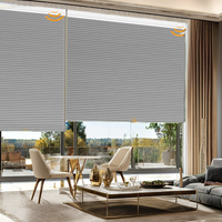 Persianas Horizontales Eléctricas Modernas al por Mayor, de Tela Lisa con Técnica de Panal, Sin Perforación, Opacas, con Batería de Litio para Ventanas Francesas