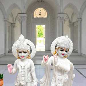 Decorative White Marble Radha Krishna Idol Handmade Hindu <b>God</b> Statue for Home Mandir Decor Spiritual Gift Item Bulk Wholesale - Product Image 6