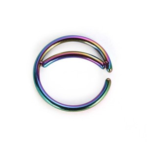 Anneaux de nez en forme de lune en acier inoxydable noir et or, bijoux de piercing en forme de spirale arc-en-ciel - Product Image 5
