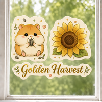 Autocollants personnalisés imperméables en PVC vinyle, motif hamster Kawaii, pour fenêtre, imprimés UV, électrostatiques, décoratifs pour verre et mur