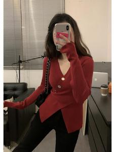 Prodotto di Tendenza OEM ODM, <span class=keywords><strong>Abbigliamento</strong></span> Autunnale da <span class=keywords><strong>Donna</strong></span>, Cardigan Lavorato a Maglia, Elegante Maglione Slim con Scollo a V, Manica Lunga Casual per Signore - Product Image 2