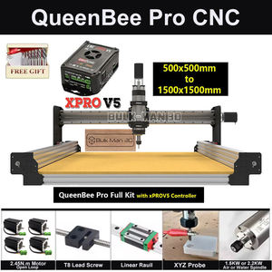 خصم 20% على مجموعة QueenBee PRO CNC الكاملة عالية الجودة من BulkMan3D مع نظام XPROV5 GRBL ومحركات ذات حلقة مفتوحة 2.45 نيوتن متر وآلة راوتر خشب رباعية المحاور - Product Image 1