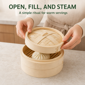 Vaporera de Bambú para <span class=keywords><strong>Dim</strong></span> <span class=keywords><strong>Sum</strong></span> Cantonés, Bollos al Vapor, Uso Doméstico y en Restaurantes - Product Image 6