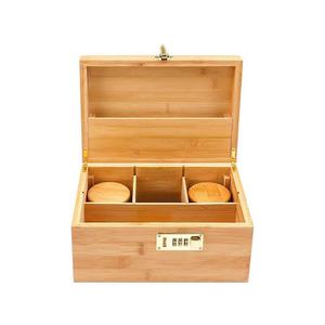 Wholesale Bamboo Large Stash <b>Box</b> With <b>Lock</b> and Hinged Lid Custom LOGO Wood Multi-purpose Storage <b>Box</b> for Smoking Accessories - Product Image 1