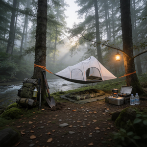 Tente <span class=keywords><strong>d</strong></span>'arbre légère pour 3-4 personnes avec moustiquaire, abri de camping imperméable et coupe-vent pour la randonnée et le trekking en plein air - Product Image 2