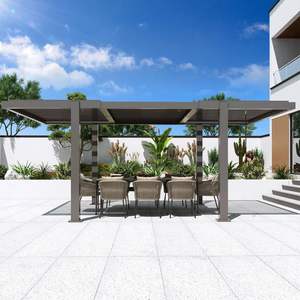 ศาลาหลังคาบานเกล็ด 10x18, ศาลาอลูมิเนียมทันสมัยพร้อมหลังคาปรับได้, โครงสร้างกันแดดกลางแจ้งพร้อมระบบระบายน้ำในตัว - Product Image 1