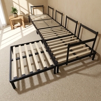 Schnell Montierbarer Minimalistischer L-förmiger Stahl-Holz-Sofarahmen Robuster Wirtschaftlicher Bettrahmen für Apartment, Schlafzimmer, Wohnzimmer und Hotelgebrauch