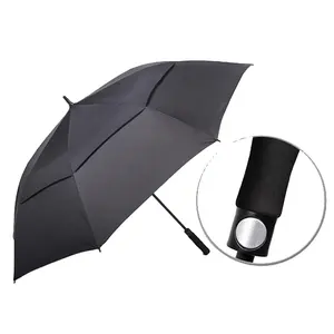 Black Color Auto Open Air Vented Golf Umbrella with No Metal Rain