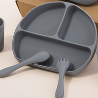 Offre spéciale, bavoir d'alimentation en silicone étanche, bol à cuillère, ensemble de vaisselle pour enfants et bébés