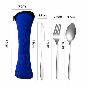 Juego de 4 Piezas, Bolsa de Vajilla Portátil Personalizada, Bolsa de Almacenamiento de Cubiertos para Viajes al Aire Libre, Camping, Cocina de Campamento y Viajes - Product Image 3