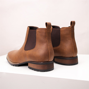 Botas <span class=keywords><strong>Chelsea</strong></span> para Hombre, Clásicas, de Cuero Genuino, Punta Redonda, Banda Elástica, Tendencia de Moda, Suela de Goma, Forro de Piel de Cerdo - Product Image 4