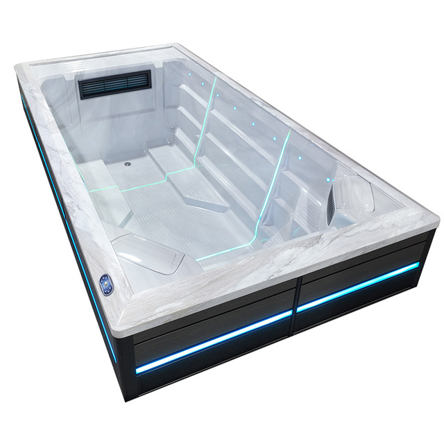 2023 New Model Infinity Pool BG-6663 With Swim Machine in the Garden of the Villa.