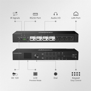 TESmart 4x4 for <strong>HDMI</strong> Seamless <strong>Matrix</strong> <strong>Switch</strong> 1920x1080 60Hz Video Switcher with <strong>LCD</strong> Audio Splitting and Preview Mode - Product Image 2