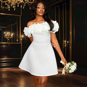 Ocstrade Été 2025 – Robe de Soirée Sexy Blanche sans Bretelles à Fleurs 3D, Épaules Dénudées, Mini-Robe de Fête et Club, Grandes Tailles - Product Image 4