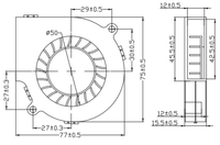 Ventilateur DC 7515 Modèle 12V Électrique Silencieux avec Fonction PWM FG, Étanche aux Hautes Températures, en PBT, Personnalisable ODM, Deux (2)