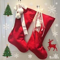 Chaussettes de Noël en gros avec nœuds blancs, ornements suspendus pour la décoration de scènes de Noël