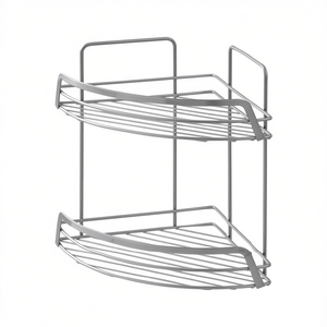 Étagère d'angle 2 niveaux chromée satinée 22 cm de longueur 34 cm de largeur Rangement salle de bain - Product Image 3