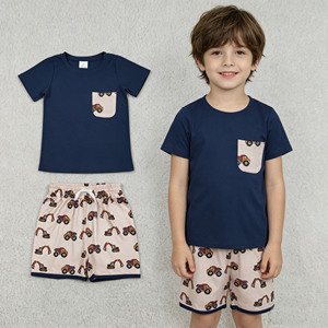Conjuntos de Ropa de Verano para Bebés Niños, Camiseta y Pantalones Cortos con Diseño de Camión, Estilo Casual, Nuevos Modelos - Product Image 1