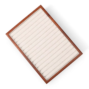 Plateau de rangement à bijoux empilable en bois avec doublure en tissu doux et compartiments divisés pour l'organisation des boucles d'oreilles et des bagues en magasin de détail - Product Image 5