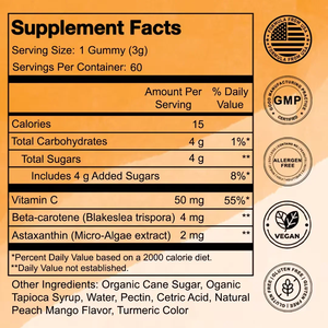 Gomitas Bronceadoras OEM/ODM con Betacaroteno, Astaxantina y Vitamina C, Suplemento para el Pigmento de la Piel, para un Brillo Radiante y Salud de la Piel - Product Image 6