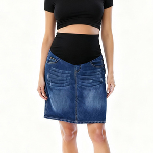<span class=keywords><strong>Falda</strong></span> <span class=keywords><strong>Vaquera</strong></span> de Maternidad al por Mayor para Mujeres Embarazadas, <span class=keywords><strong>Falda</strong></span> de Mezclilla con Soporte Abdominal, <span class=keywords><strong>Falda</strong></span> de Cintura Alta - Product Image 1