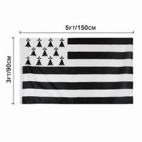 Drapeau Llydaw personnalisé avec logo imprimé numériquement, écologique, durable, imperméable, rectangulaire, en polyester, couleur personnalisée, avec œillets, 3x5