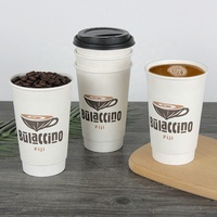 Gobelets en papier à double paroi noirs de qualité supérieure pour boissons, personnalisables avec logo, en carton alimentaire, avec encre à base d'eau