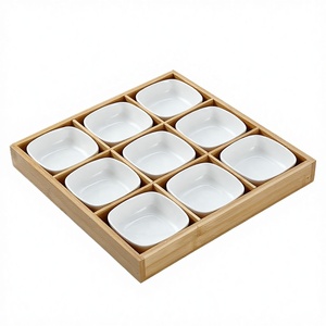 Soporte de Bambú Ecológico Minimalista de Nueve Compartimentos para Platos y Tazones, Ideal para Servir en la Oficina, el Hogar o como Regalo para Invitados - Product Image 2