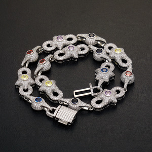 European American <b>Cross</b>-border Hip-hop Hot Colorful Zircon Copper <b>Chain</b> Unisex Necklace & Bracelet With - Product Image 2