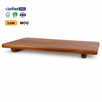 Plateau de service rectangulaire en bois d'acacia avec pieds, présentoir à sushi en bois, rehausseur de présentation alimentaire pour restaurant, café, vaisselle de table