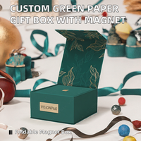 Boîtes d'emballage personnalisées avec logo imprimé, en carton aseptique vert, forme carrée, doublure en éponge, fermeture magnétique, pour cadeaux