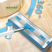 OEM ODM Balai serpillère plat rotatif à 360° en acier inoxydable, grande tête de serpillère, balai à poussière en microfibre, détachable, grande capacité, facile à nettoyer