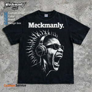 T-shirts surdimensionnés vintage délavés pour hommes, personnalisables OEM/ODM, à manches courtes, style streetwear et haute couture - Product Image 2