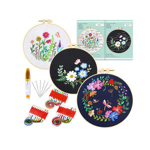 Trẻ Em Tự Làm Thêu Bộ Dụng Cụ Thủ Công Tự Làm Cross Stitch Bộ Dụng Cụ Bao Gồm 3 Thêu Vải Với Hoa Mô Hình Cho Người Mới Bắt Đầu - Product Image 2