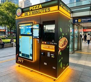 Distributeur automatique intelligent de pizzas robotisé pour l'extérieur, machine à pizzas chaude automatisée, fonctionne avec des pièces de monnaie - Product Image 1
