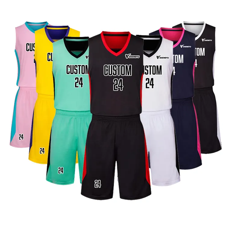 2024 colorant Sublimation personnalisé vêtements de basket-ball respirant maille maillots de basket-ball hommes enfants jeunes complet sublimé uniforme de basket-ball