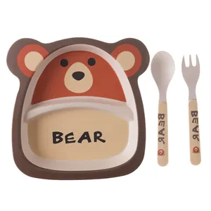 Eco friendly Bpa free bamboo fiber kid dinnerware sets children tableware